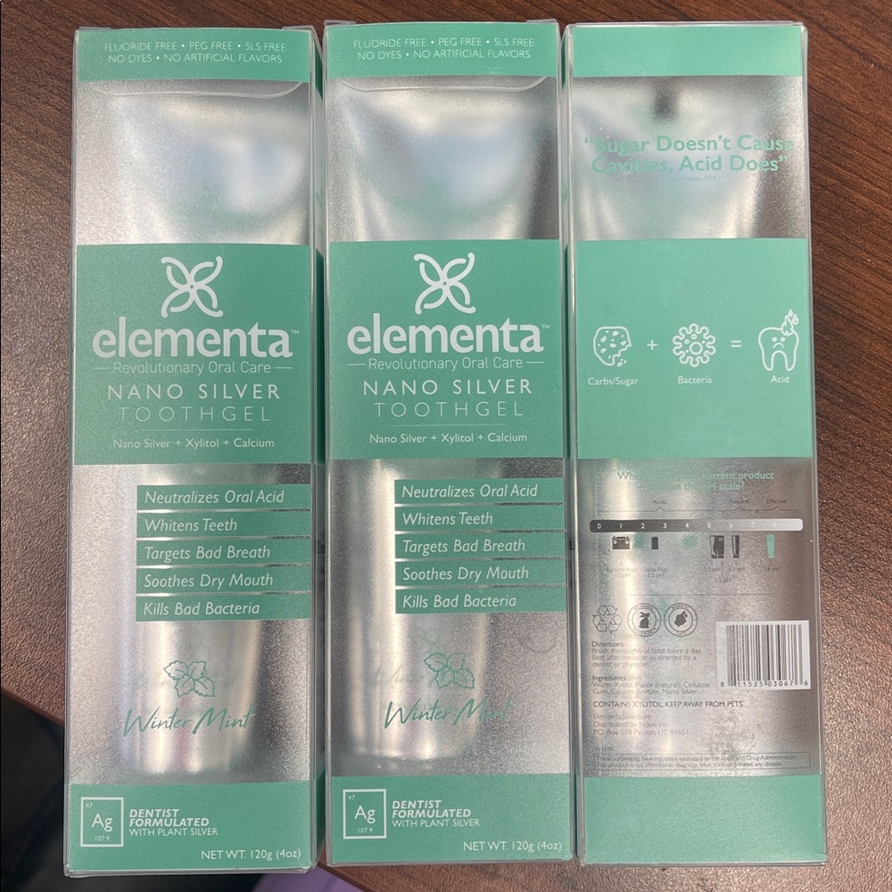 3 Elementa Nano Silver Toothgel - Mint Green Packaging

Non-toxic